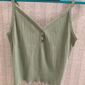 American Eagle Green Cropped Tank Top Size Large- Brand New